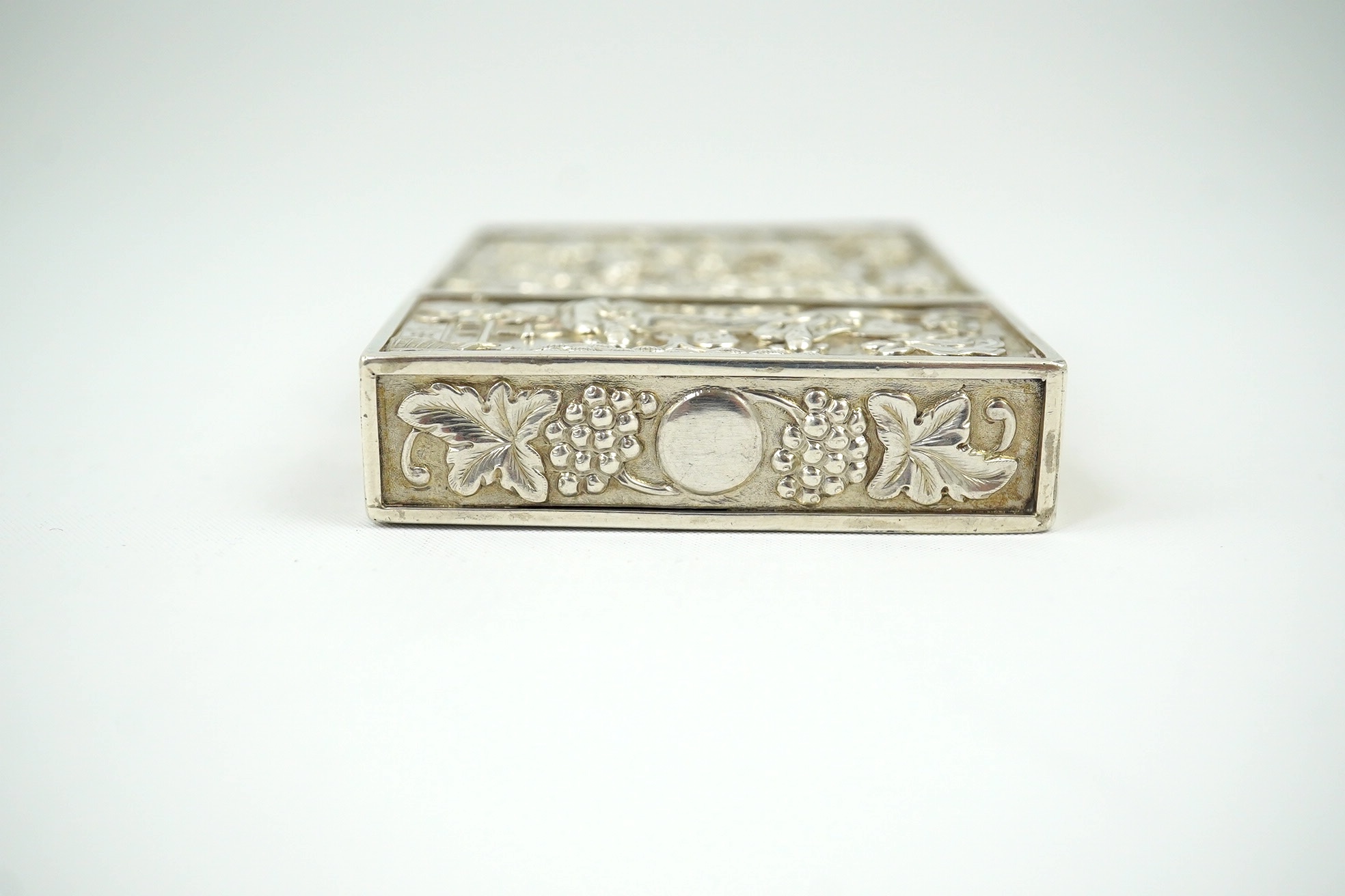 A 19th century Chinese export silver card case, maker possibly Khecheong, Canton